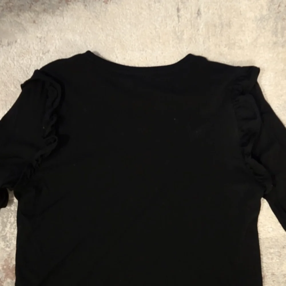 Mango Ruffle Trim Top Black - S - Picture 4 of 10